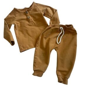 Burnt Orange Buttoned Long Sleeve Top and Jogger Set 3-4 years
